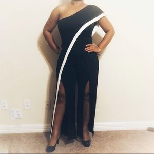 Stripe One Shoulder Jumpsuit